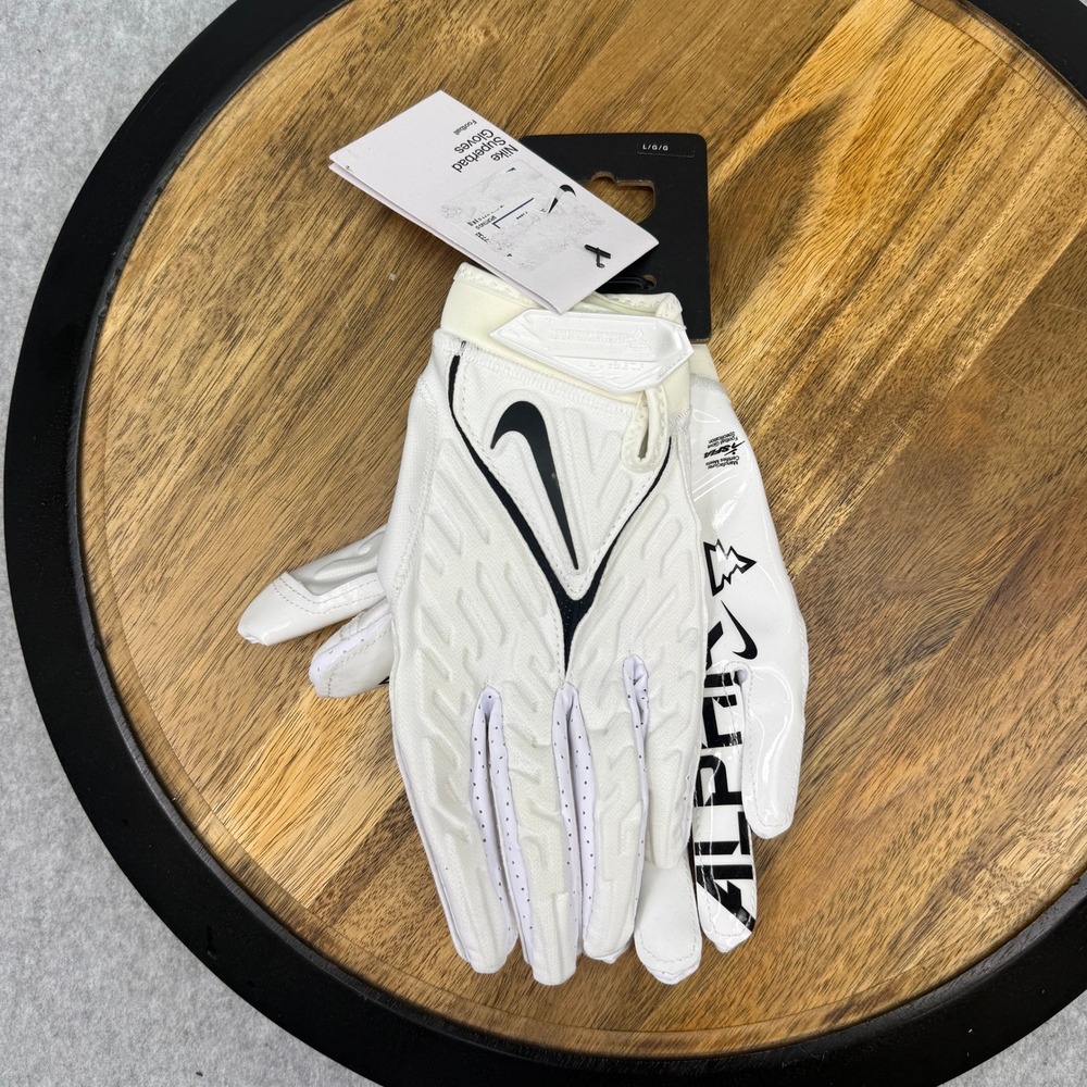 Nike Alpha Superbad Football Gloves White Black DJ7796-102 Mens Large NWT